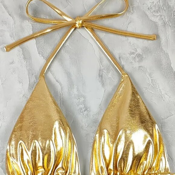 Sexy Bikini Set with Straps, (Color: Golden - Picture 6 of 7